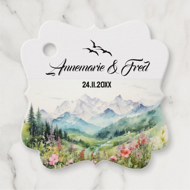 Berge und Wildblume Geschenkanhänger (Vorderseite)