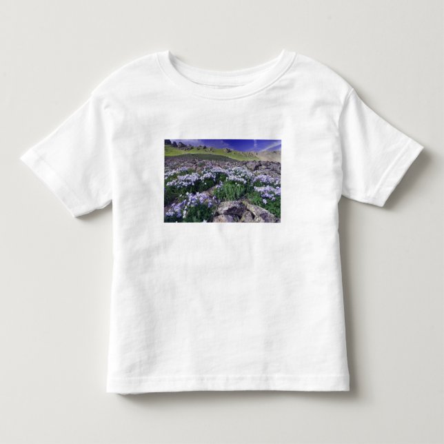 Berge und Wildblumen auf Almwiesen, Kleinkind T-shirt (Vorderseite)