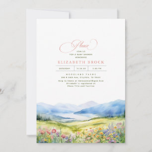Berge und Wildblumen Elegante Babydusche Einladung