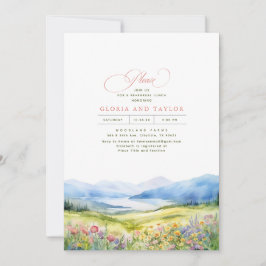 Berge und Wildblumen Elegante Probe Mittagessen Einladung