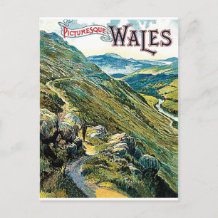 Berge von Wales, Landschaftsblick, Jahrgang Postkarte