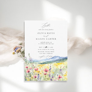 Berge Wälder Rustikale Wiesen Wildblumen Hochzeit Einladung