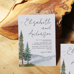 Berge - Wasserfarben Rustikale Pinienbäume Hochzei Einladung<br><div class="desc">Wasserfarbenberg und Pinienbäume Einladung zur Hochzeit. Personalisierbar!</div>