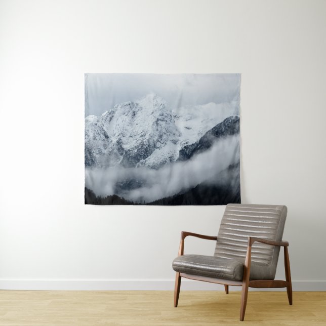Berge, Wolken und Nebel Wandteppich (Beispiel (Horizontal))