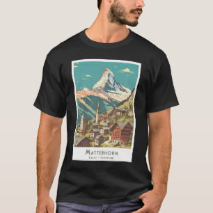 Berge - Zermatt - Retro Matterhorn Poster - Mi T-Shirt