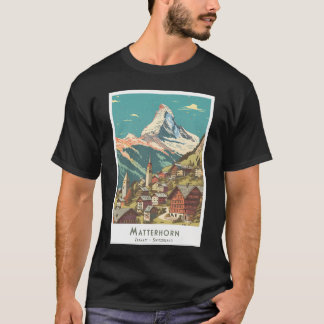 Berge - Zermatt - Retro Matterhorn Poster - Mi T-Shirt