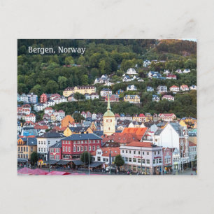 Bergen au soleil couchant, Norvège, Carte postale