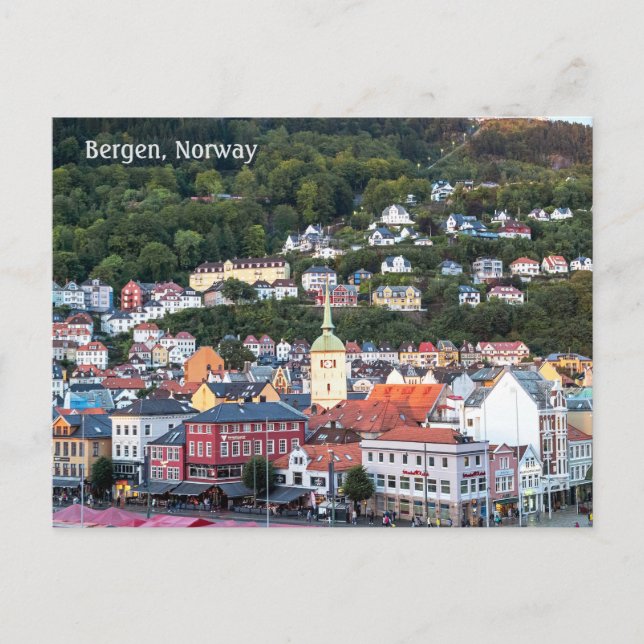 Bergen au soleil couchant, Norvège, Carte postale (Devant)