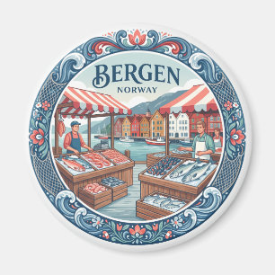 Bergen Fischmarkt (Fisketorget) Norwegen Magnet