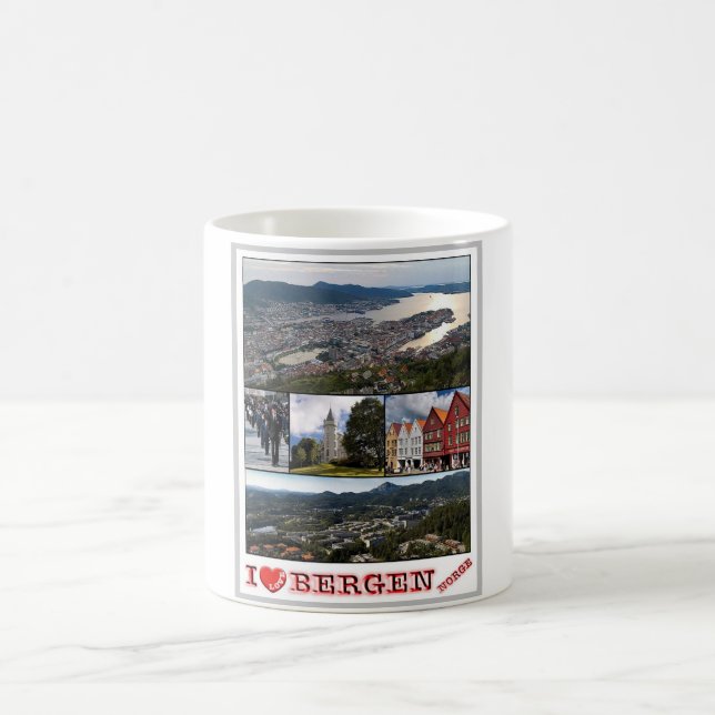 Bergen - Norge - I Liebe - Kaffeetasse (Mittel)