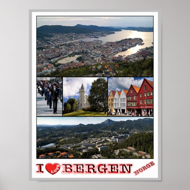 Bergen - Norge - I Liebe - Poster (Vorne)