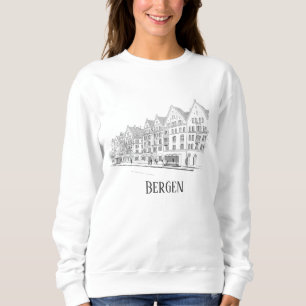 Bergen Norwegen Beautiful Streetscape Line Zeichne Sweatshirt