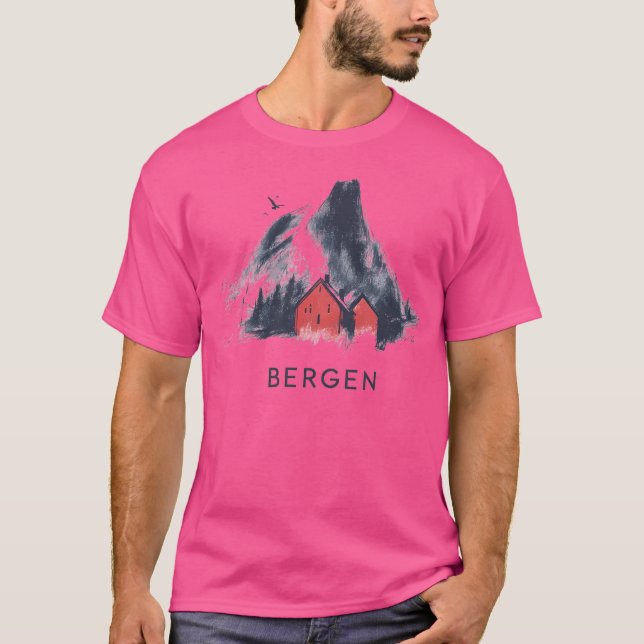 Bergen-Norwegen-Bergwelt - Minimalistischer Sket T-Shirt (Vorderseite)