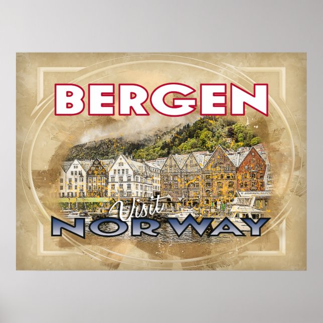 Bergen, Norwegen besuchen Poster (Vorne)