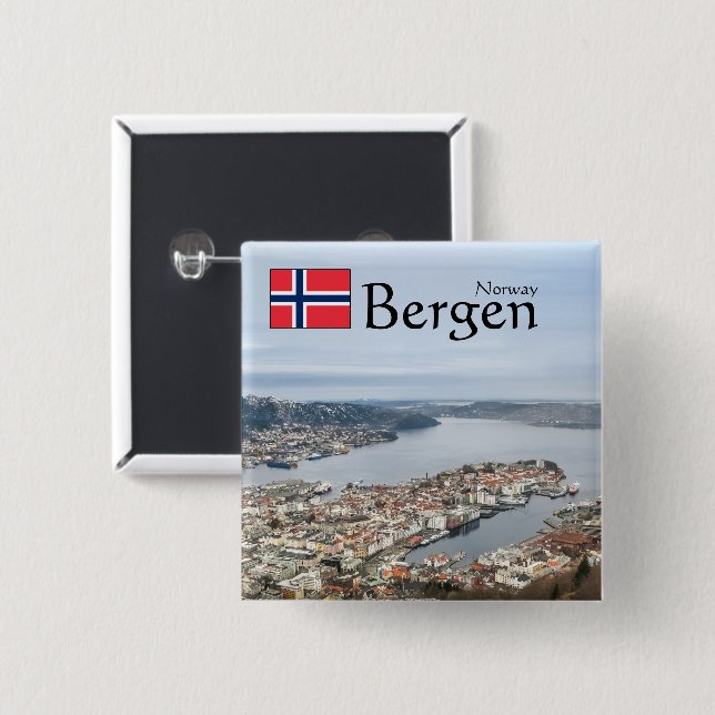 Bergen Norwegen Button (Vorne & Hinten)