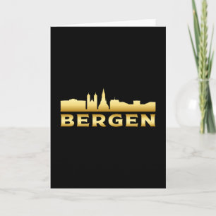 Bergen Norwegen City Skyline Cityscape Funny Gesch Karte