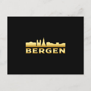 Bergen Norwegen City Skyline Cityscape Funny Gift Postkarte