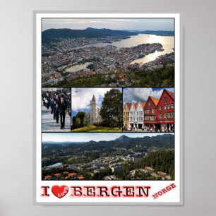 Bergen - Norwegen - Ich liebe Poster