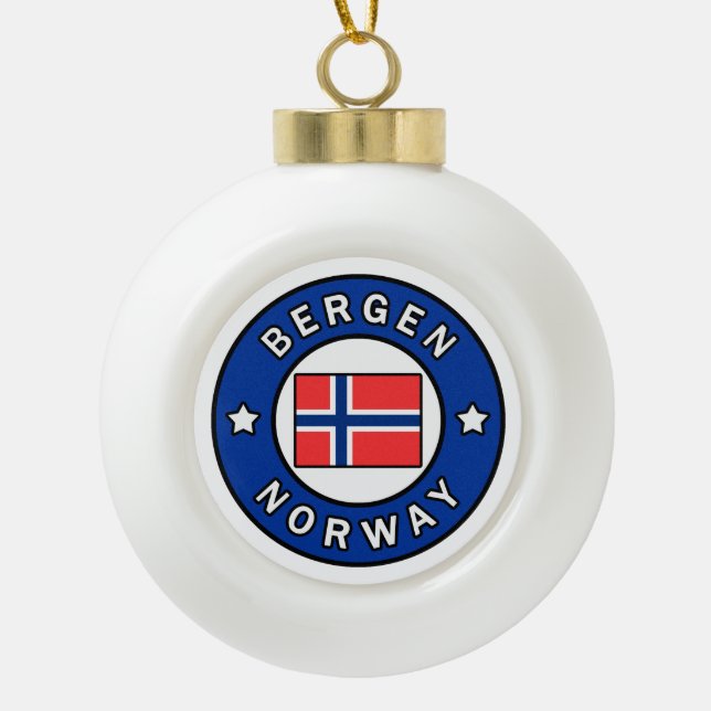 Bergen Norwegen Keramik Kugel-Ornament (Vorderseite)