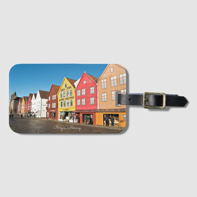 Bergen, Norwegen, Läden Card Gepäckanhänger (Vorderseite (Horizontal))
