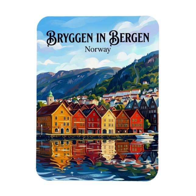 Bergen Norwegen Magnet (Vertikal)