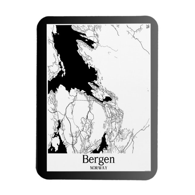 Bergen Norwegen Moderne Stadtkarte Magnet (Vertikal)