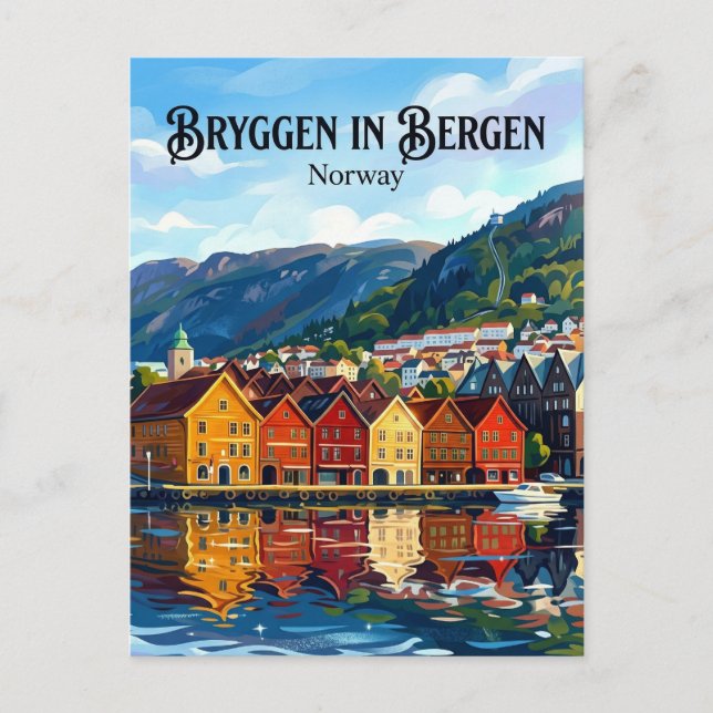 Bergen Norwegen Postkarte (Vorderseite)