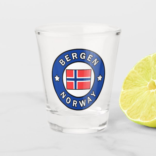 Bergen Norwegen Schnapsglas (Vorderseite)
