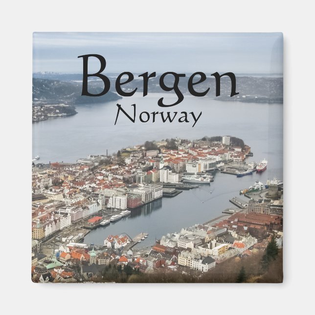 Bergen Norwegen Souvenir Magnet (Vorne)