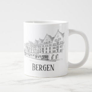 Bergen Norwegen Streetscape Beautiful Line Zeichne Jumbo-Tasse