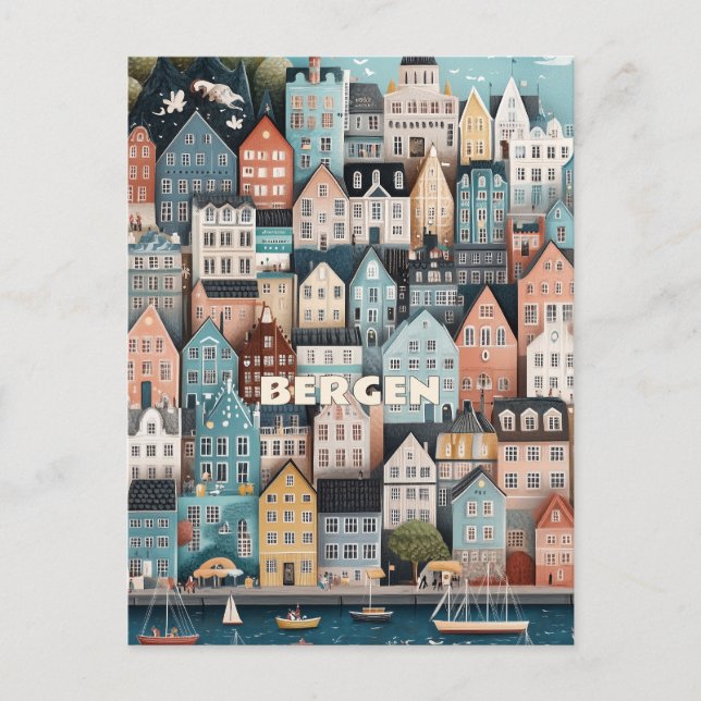 Bergen Norwegen Travel Postkarte (Vorderseite)