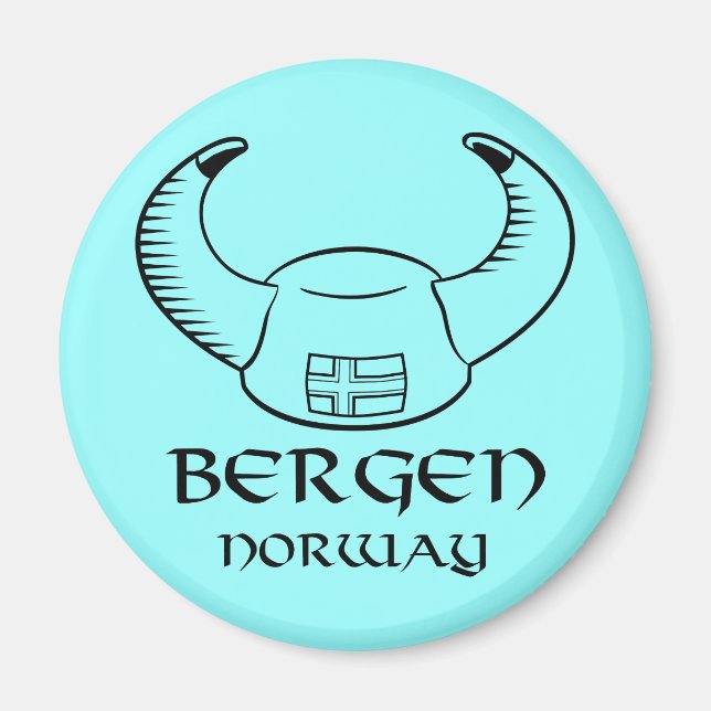 Bergen Norwegen Viking Hat Magnet (Vorne)
