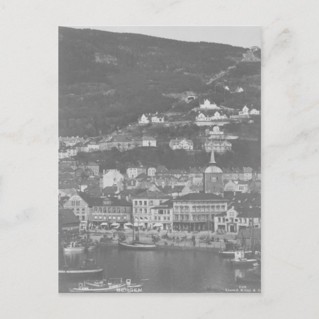 Bergen, Norwegen, Vintage Postkarte (Vorderseite)