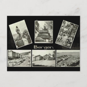 Bergen, Vintage Multiview Postkarte