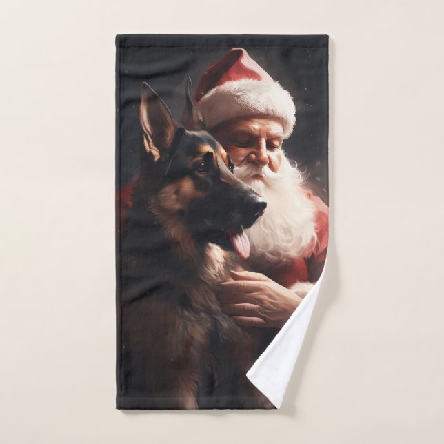 Berger Allemand Avec Noël Festif Du Père Noël (Serviette à main)