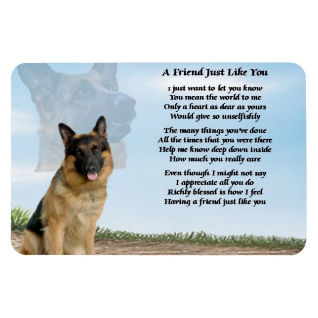 Berger Allemand Chien Amis Poème Aimant Magnet (Horizontal)