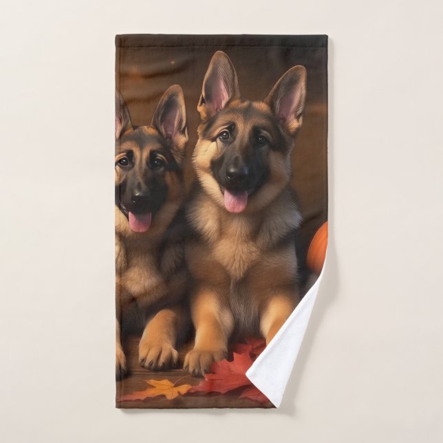 Berger Allemand Chiot Citrouille d'automne (Serviette à main)
