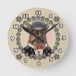 Berger allemand portant des lunettes Horloge