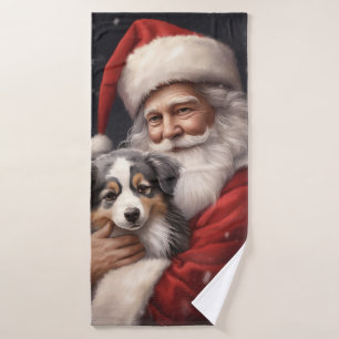 Berger australien avec Noël du Père Noël