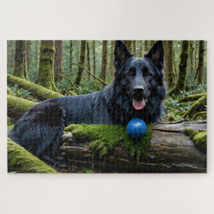 Berger noir allemand dans le Puzzle de la forêt