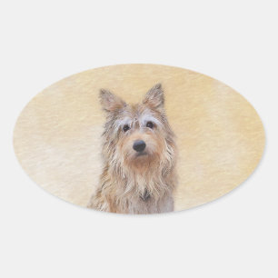 Berger Picard Malerei - Niedliche Original Hunde K Ovaler Aufkleber