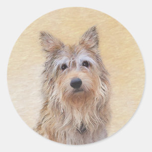 Berger Picard Malerei - Niedliche Original Hunde K Runder Aufkleber