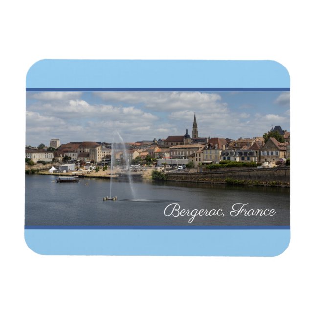 Bergerac Panoramic Cityscape Frankreich Magnet (Horizontal)