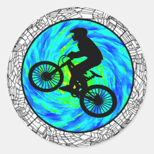 BERGFAHRRADVERFOLGUNG RUNDER AUFKLEBER