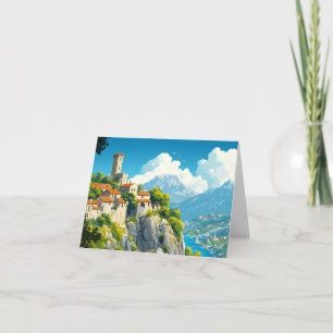 Bergfestung Illustration Wasserfarbe Zeichnend Karte
