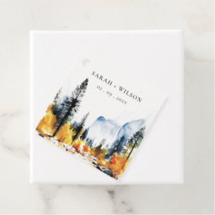 Bergfluss Herbst Winterlandschaft Hochzeit Geschenkanhänger