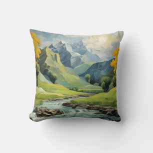 Bergfluss Landschaft Grünwald Kissen