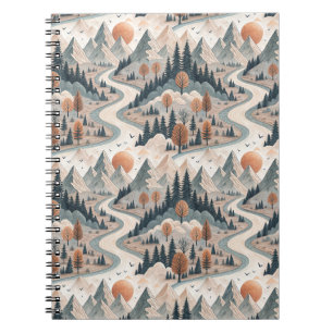Bergflusslandschaft Boho abstraktes Muster Kunst Notizblock