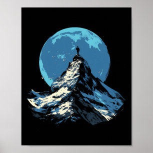 Berggipfel-Abenteuerdesign - Klettern und Wandern Poster