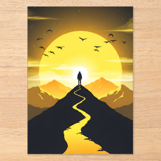 Berggipfel-Silhouette mit einem windenden Sockel Acryleinladungen